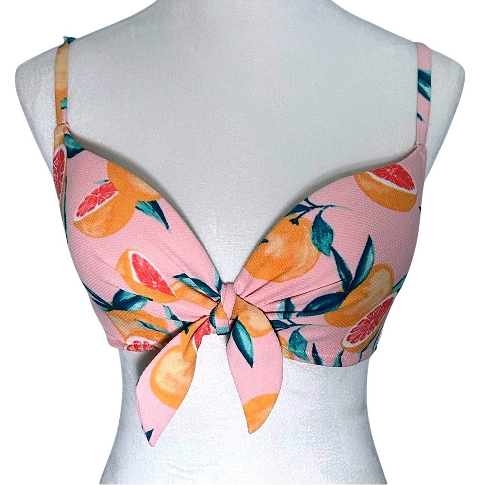 Sand & Shore Light Pink Fruity Women's Swim Bikini Top with decorative tie 36C